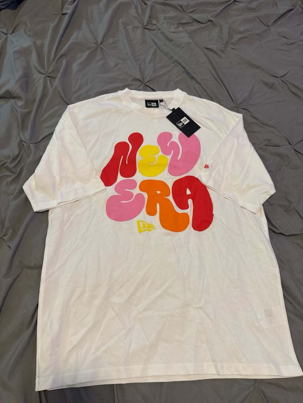 New Era Men's Font Graphic Bubble Letter T-Shirt White